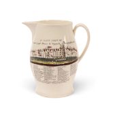 A Liverpool creamware jug, c.1793-1800, decorated with 'An East View of Liverpool Light House & 