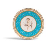 A Minton cabinet plate by Antonin Boullemier, date code for 1882, painted with a naked young girl si