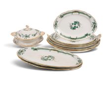 Nine Meissen serving dishes and a tureen and cover, 1st half 20th century, decorated in the Green 'D