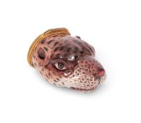 A rare and large Birmingham or South Staffordshire bonbonnière in the form of a leopard, c.1770-80, 