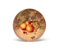 A large Royal Worcester fruit-painted plate, 20th century, painted by John Freeman with apples, grap
