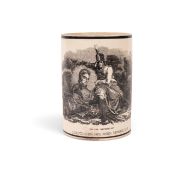 A creamware jug commemorating the death of Sir John Moore, c.1809, the cylindrical form printed in b