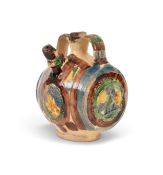 A School of Palissy pilgrim flask, 17th century France, probably La Chapelle des Pots in Saintonge, 