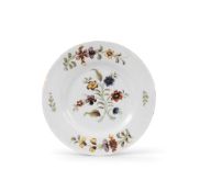 A small delftware plate, c.1760, probably Liverpool, well painted in the Fazackerly palette with a s