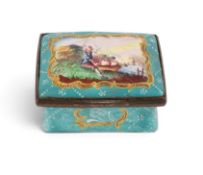 A small and rare South Staffordshire rectangular enamel snuff box, c.1770, the lid painted with a Ch