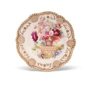 A rare H & R Daniel cabinet plate decorated by William Pollard, c.1822-27, finely painted with a