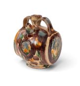 A School of Palissy pilgrim flask, 17th century France, probably La Chapelle des Pots in Saintonge, 