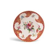 A Worcester or Caughley dessert dish of Hope-Edwardes type, c.1770-75, the saucer dish probably deco
