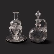 A Stuart & Son (Stourbridge) decanter and stopper for Redhouse Glassworks, c.1870, finely engrav
