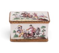 A good and rare German enamel double-snuff box, mid 18th century, relating to the wars of Frederick 
