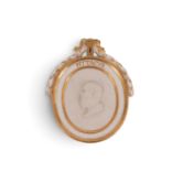 A small Furstenberg portrait plaque of Pittacus, c.1775, the centre oval applied with a finely model