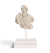 'Le Bel Inconnu' - a rare Tournai white-glazed bust of an unknown nobleman, c.1760, finely modelled 