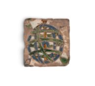 An early Spanish (Seville) cuerda seca tile for the Palace of Sintra in Portugal, c.1500-10, decorat