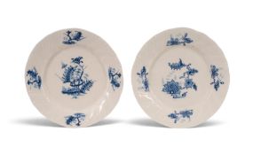 An early Tournai plate, c.1755-58, painted in underglaze blue with a ring or 'chakra' encircling bra