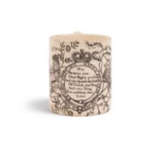 A creamware commemorative mug, c.1793, the slightly tapering cylindrical form printed in black with 
