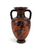 A Giustiniani (Naples) Greek Revival amphora vase, 19th century, decorated with red Classical figure