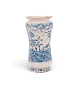 A Naples maiolica albarello or apothecary jar, late 17th/early 18th century, the waisted form painte