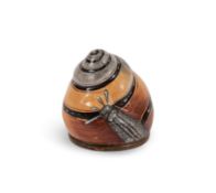 A rare South Staffordshire or Birmingham enamel bonbonnière in the form of a snail, c.1760-70, forme