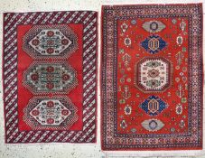 2 Lots Kazak, Azerbaijan, Ende 20.Jhd, Wolle auf