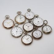 Konvolut: 9 offene Taschenuhren, Schweiz um 1860-1920, 8