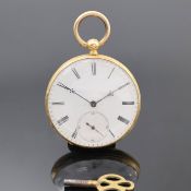 Offene Herrentaschenuhr in GG 750/000 mit Schlüsselaufzug,