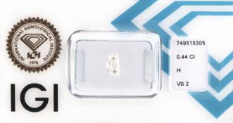 Loser Diamant, 0.44 ct Weiß(H)/vs2, Half Moon Step Cut,
