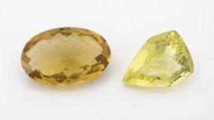 Lot 2 lose Lemoncitrine, 1 x ovalfacett. ca. 41.06 ct, 1 x