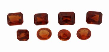 Lot 8 lose Hessonite, zus. ca. 36.3 ct, 5 x facett.