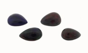 lot 4 lose schwarze Opale, zus. ca. 12.05 ct, tropfenf.