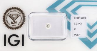 Loser Brillant, 0.23 ct get. Weiß(K)/vvs1, eingeschweißt,