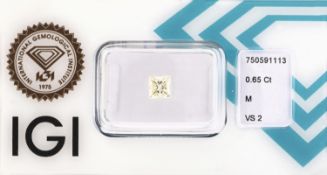 Loser Princess Cut Diamant, ca. 0.65 ct Getönt(M)/vs2,
