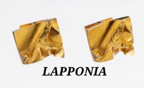 Paar 14 kt Gold LAPPONIA Manschettenknöpfe, Finnland,