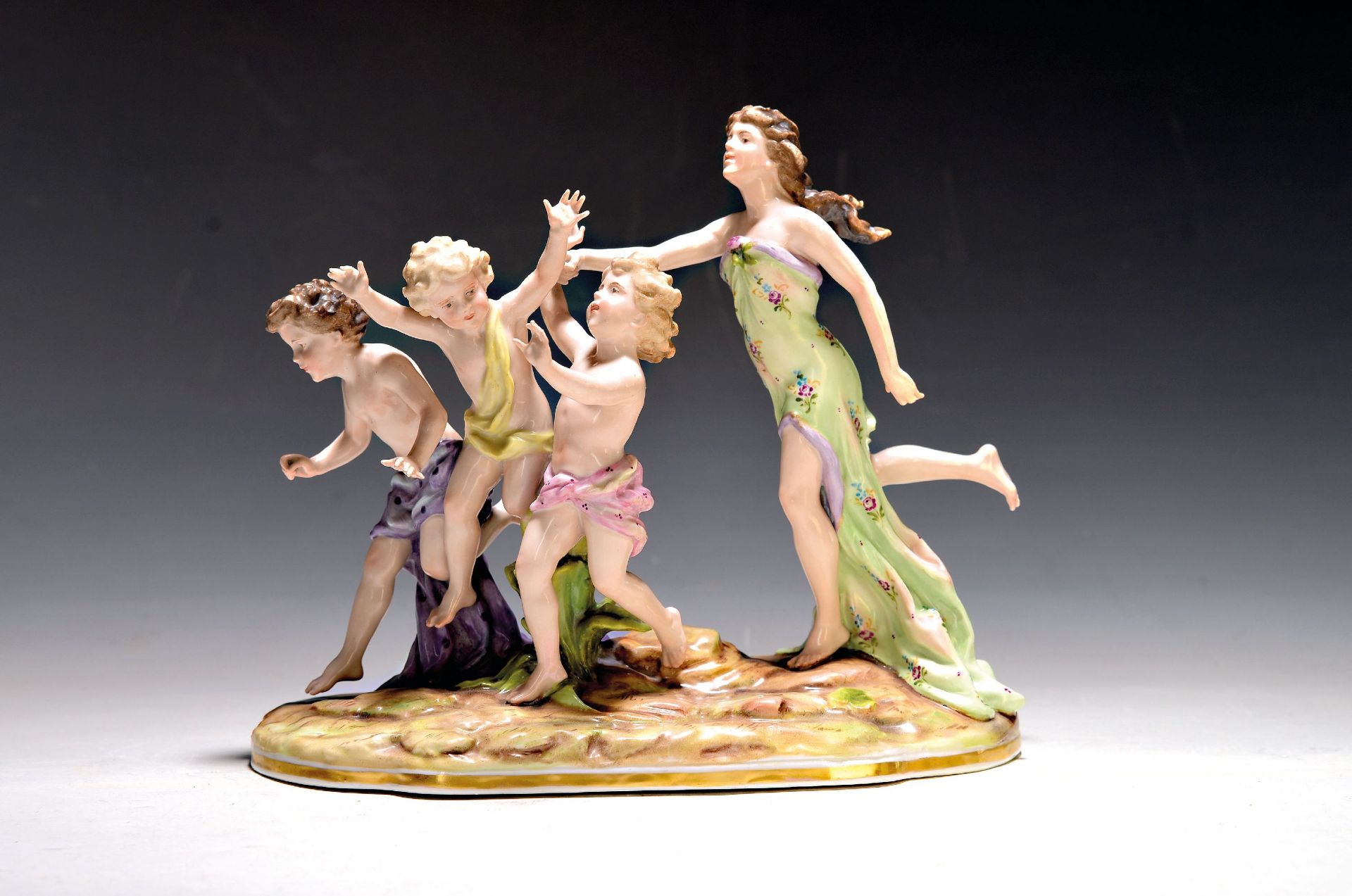 Porzellanfigurengruppe, Volkstedt Thüringen, um 1900,