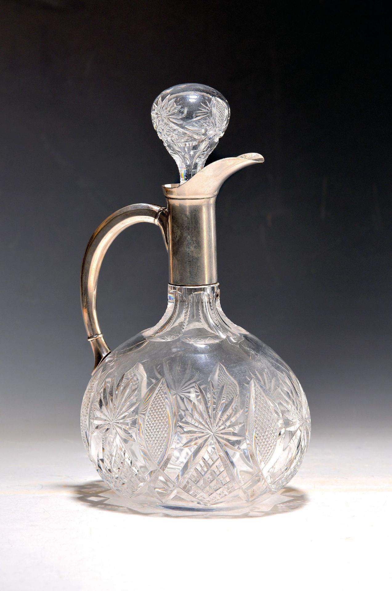 Karaffe, deutsch, dat. 1927, Montur 800er Silber, Korpus