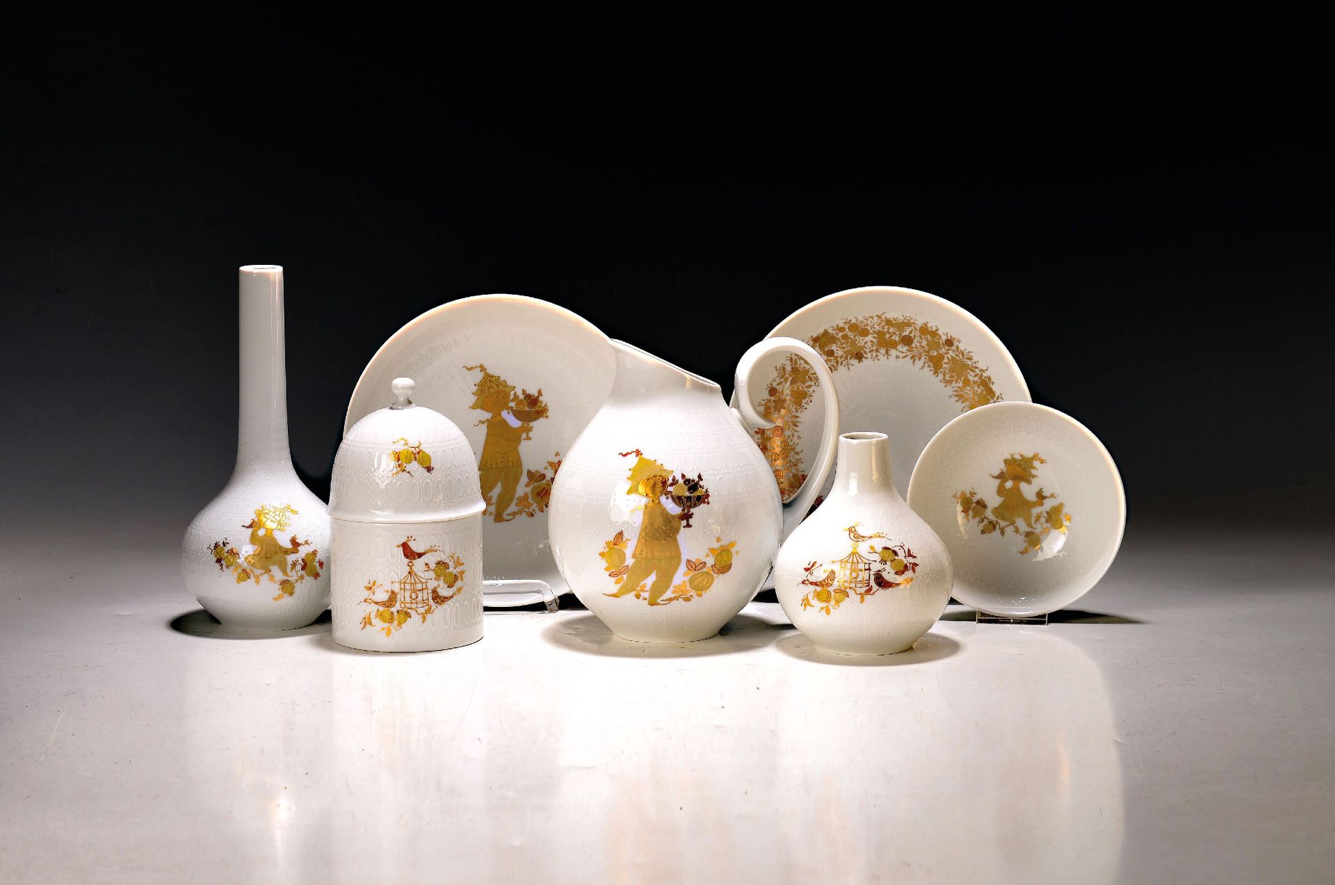 8 Teile Porzellan, Rosenthal, Romanze in Gold, Entwurf