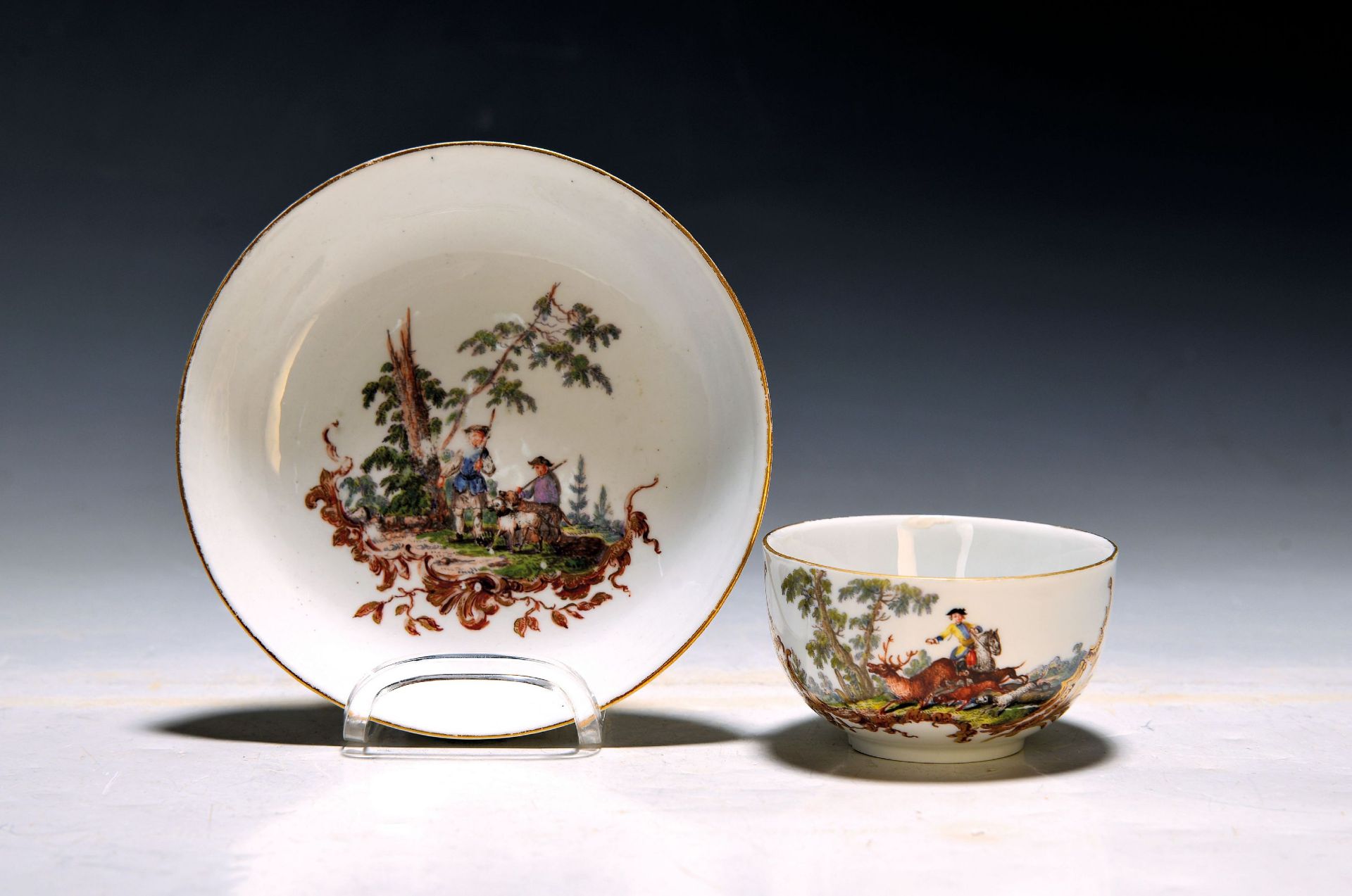 Tasse mit Untertasse, Meissen, um 1750, feine