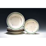 6 Speiseteller, Wien, 18. Jh., 3 x Petersiliendekor mit