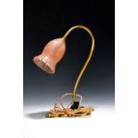 Tischlampe, Daum France, um 1900-10, Messingfuß, Schirm