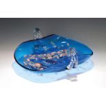 Anbietschale, Auguste Jean Paris, um 1900, blaues Glas mit