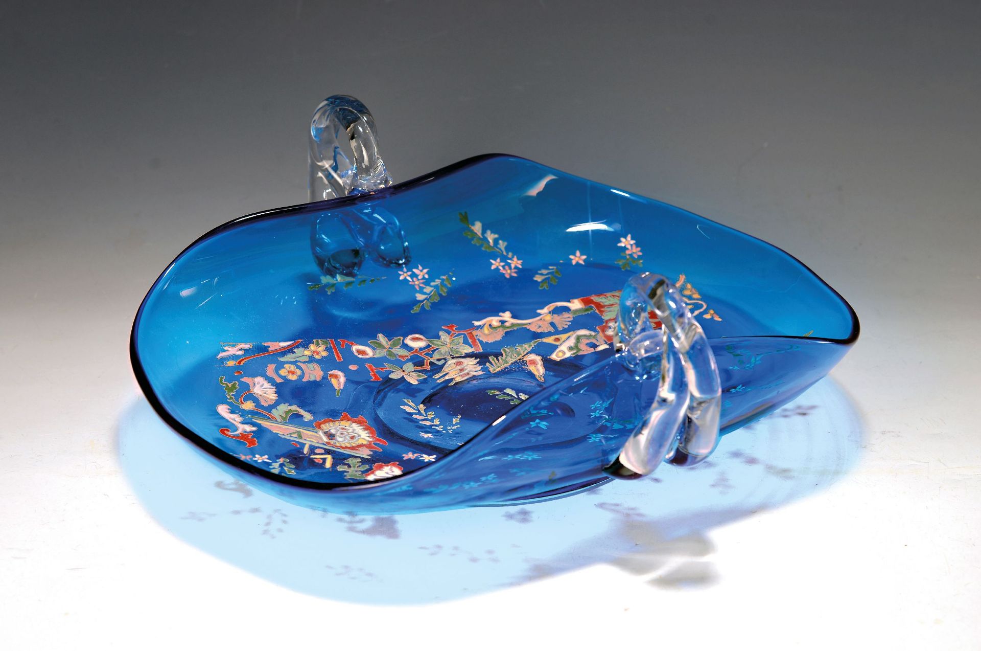 Anbietschale, Auguste Jean Paris, um 1900, blaues Glas mit