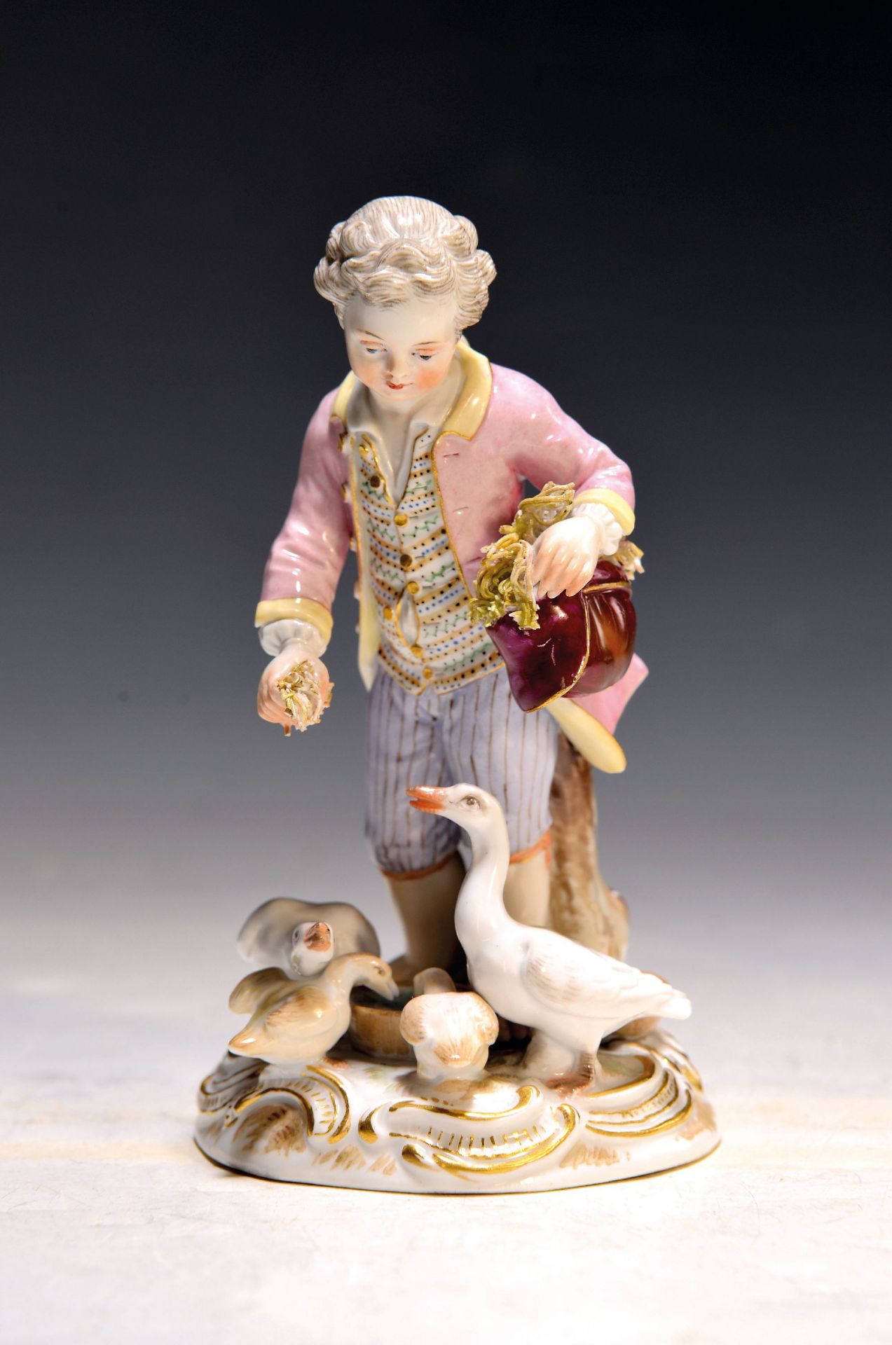 Porzellangruppe, Meissen, um 1850-1924, Knabe beim