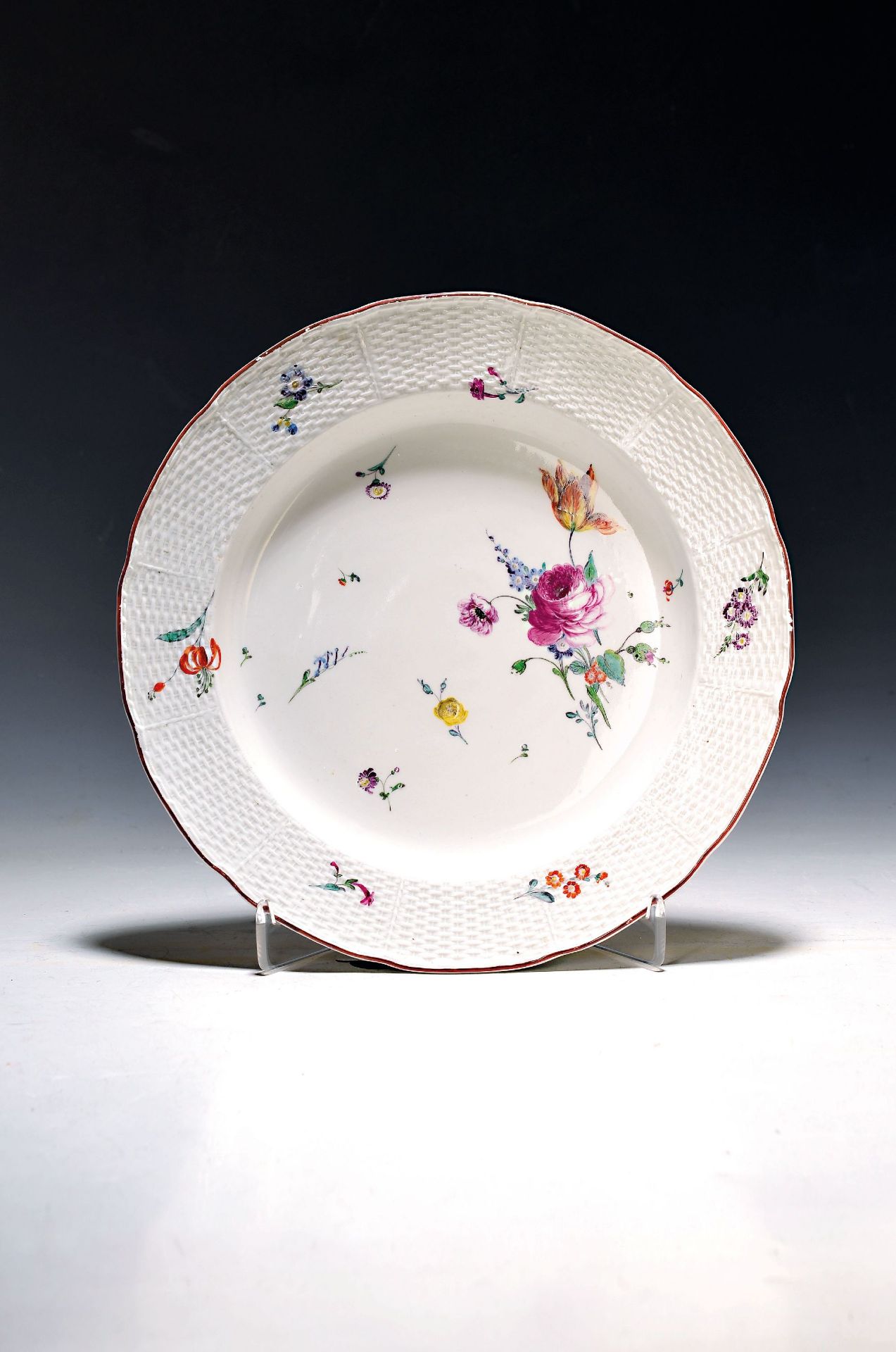 Großer Teller mit Flechtrand, Frankenthal, 1762-89,