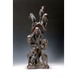 Figur/großer Affenbaum, signiert Kisinga, wohl Makonde,