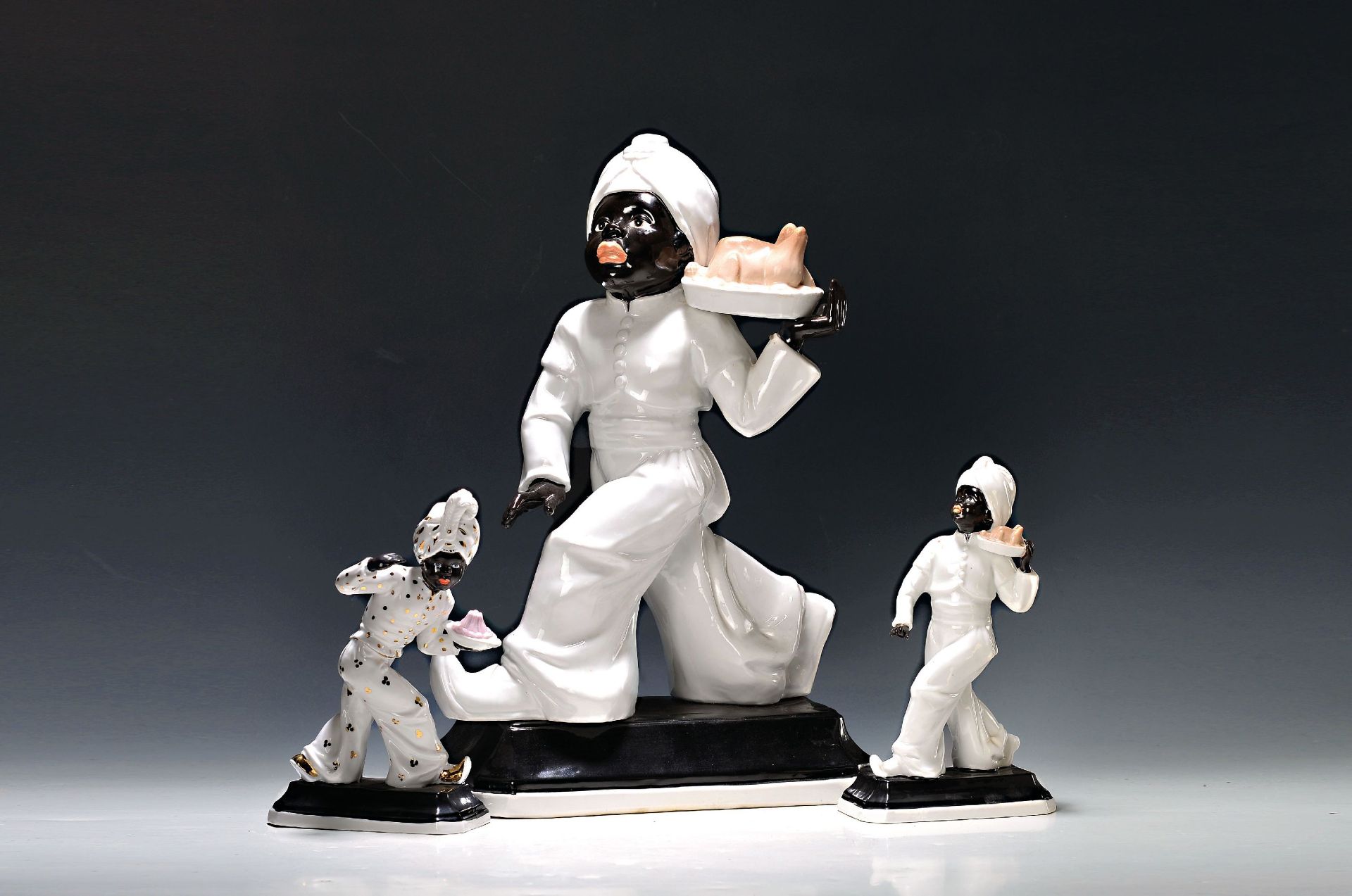 3 Porzellanfiguren 'Sarottimohr', Neundorf, Thüringen,