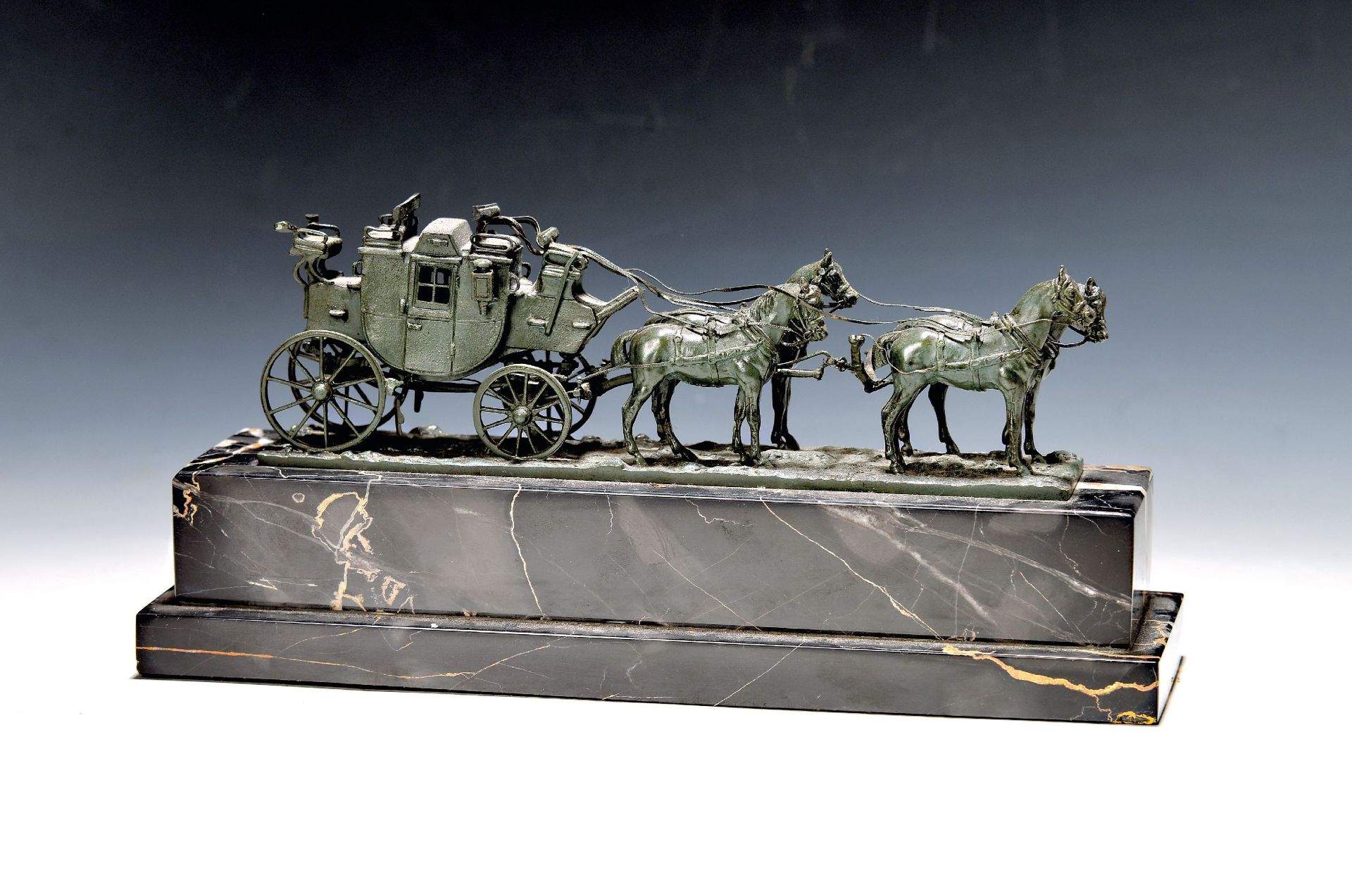 Vierspänner/Kutsche, Wiener Bronze, wohl Bergmann,