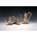 Kaffee- und Teeset aus Silber, Barockstil, um 1900, Silber