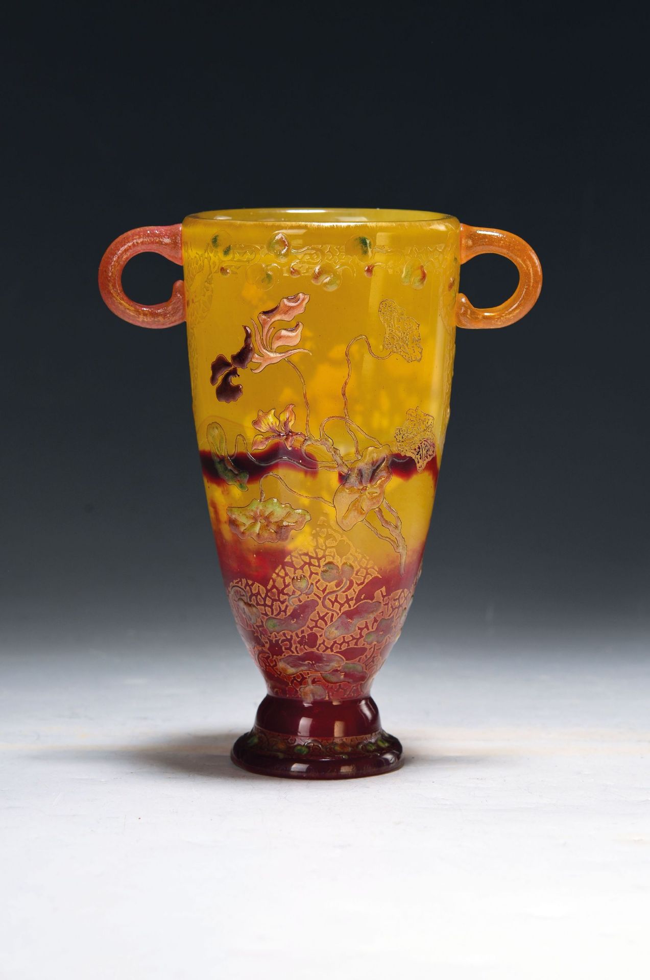 Frühe Kantharos-Vase, Emile Galle, 1890-1900 , farbloses