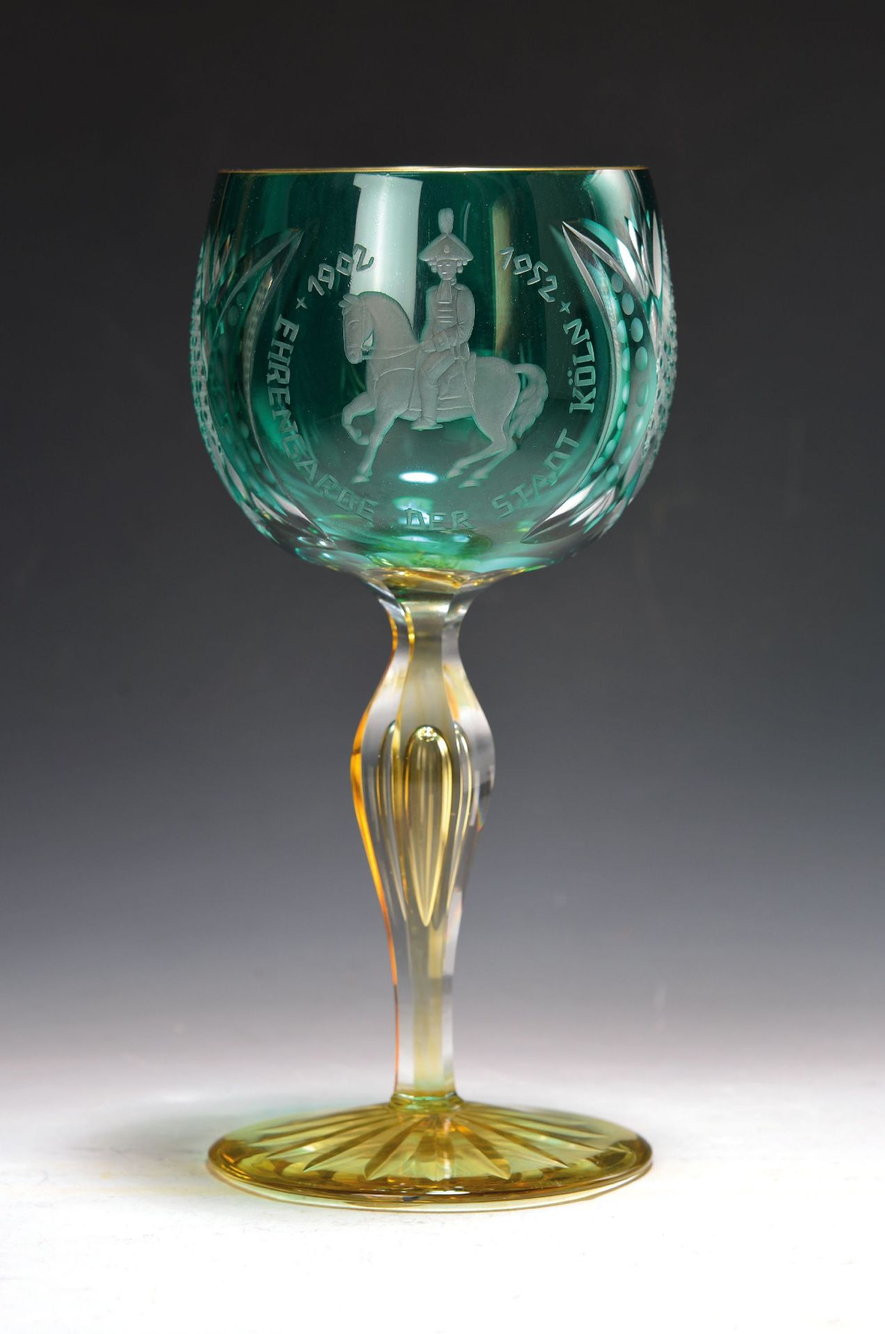 Pokal der Ehrengarde der Stadt Köln, 1952, Kristallglas,