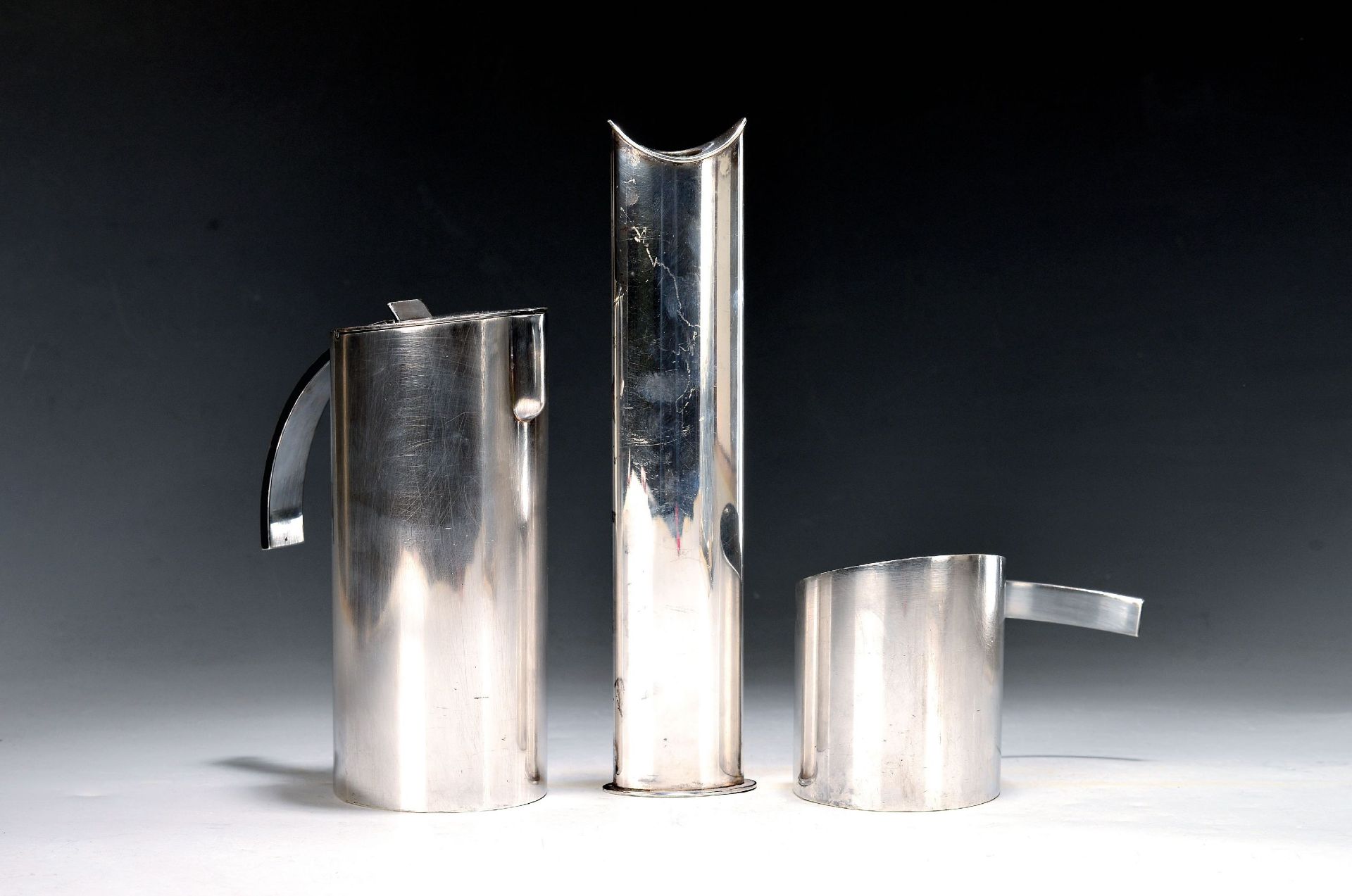 Kaffeekanne, Sahnegießer und Vase, Sabattini, Italien,