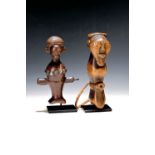 Zwei figürliche Flöten, Songye, Kongo, 20.Jh., Holz